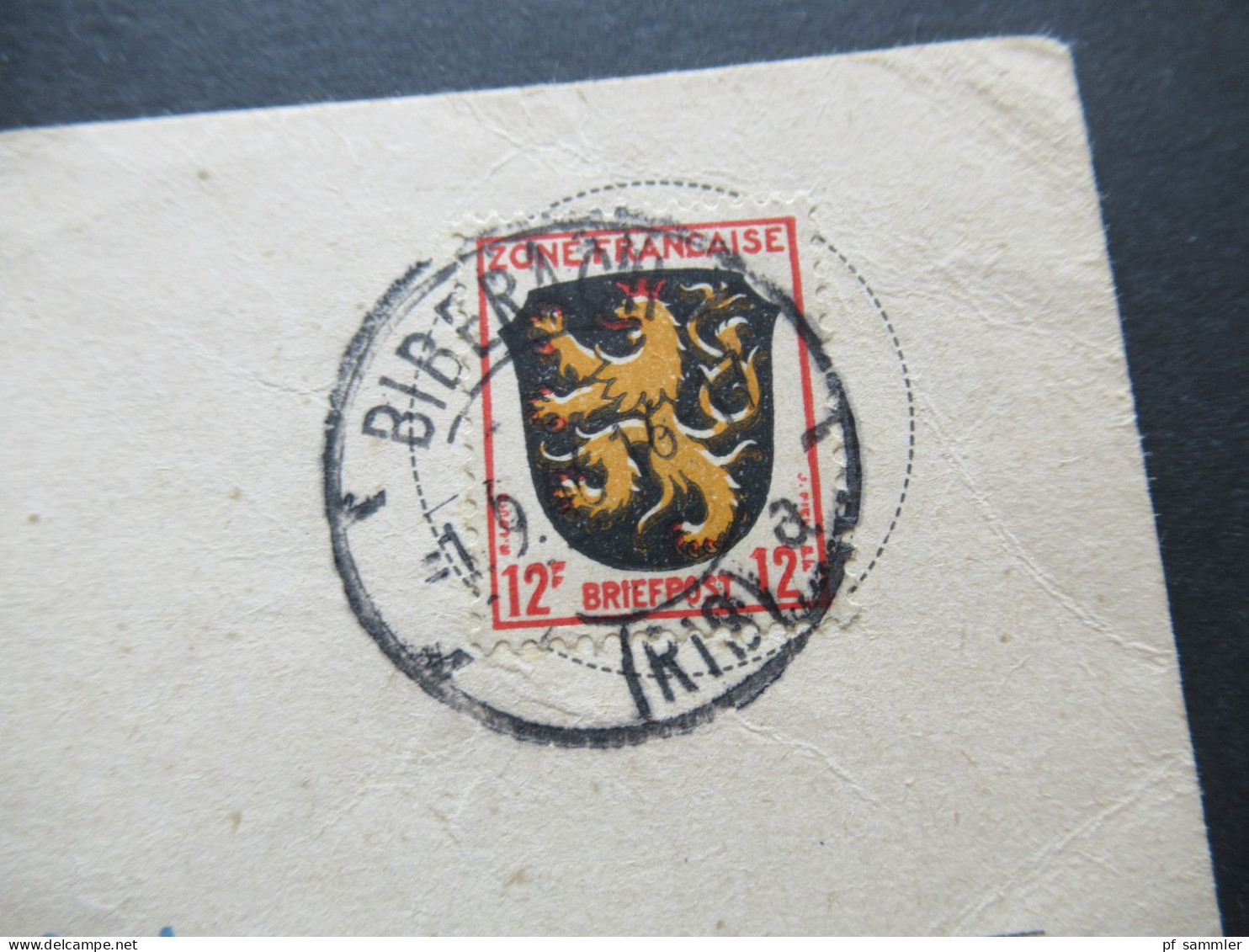 1946 Französische Zone Mi.Nr.6 EF Auf Alter Feldpost PK Tagesstempel Biberach (Riss) Nach Issum Kreis Geldern Gesendet - Emissions Générales