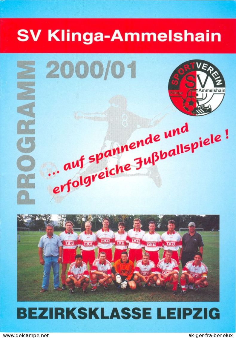 Fußball-Programm PRG SV Klinga-Ammelshain Vs SV Aufbau Waldheim 21. 10. 2000 Parthenstein Naunhof Zschopautal BSG Aufbau - Programme