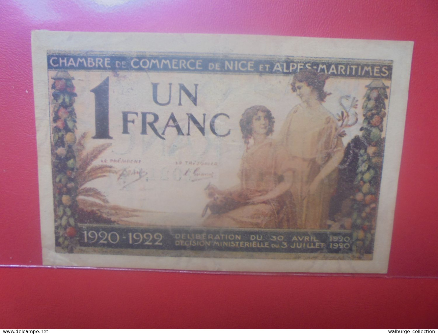 NICE 1 FRANC 1920/22 Circuler (B.33) - Chamber Of Commerce