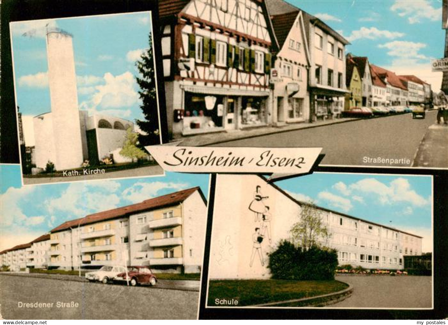 73890987 Sinsheim Elsenz Kath Kirche Strassenpartie Dresdner Strasse Schule Sins - Sinsheim