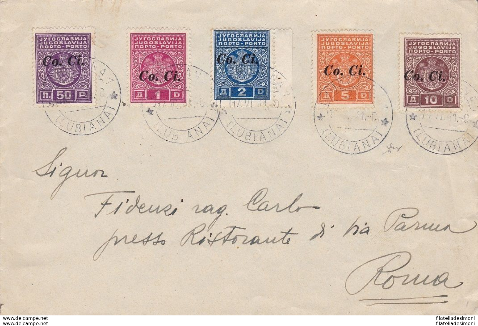1941 LUBIANA, Co.Ci. Tasse N° 1/5  La Serie Completa Su Lettera Viaggiata - Sonstige & Ohne Zuordnung