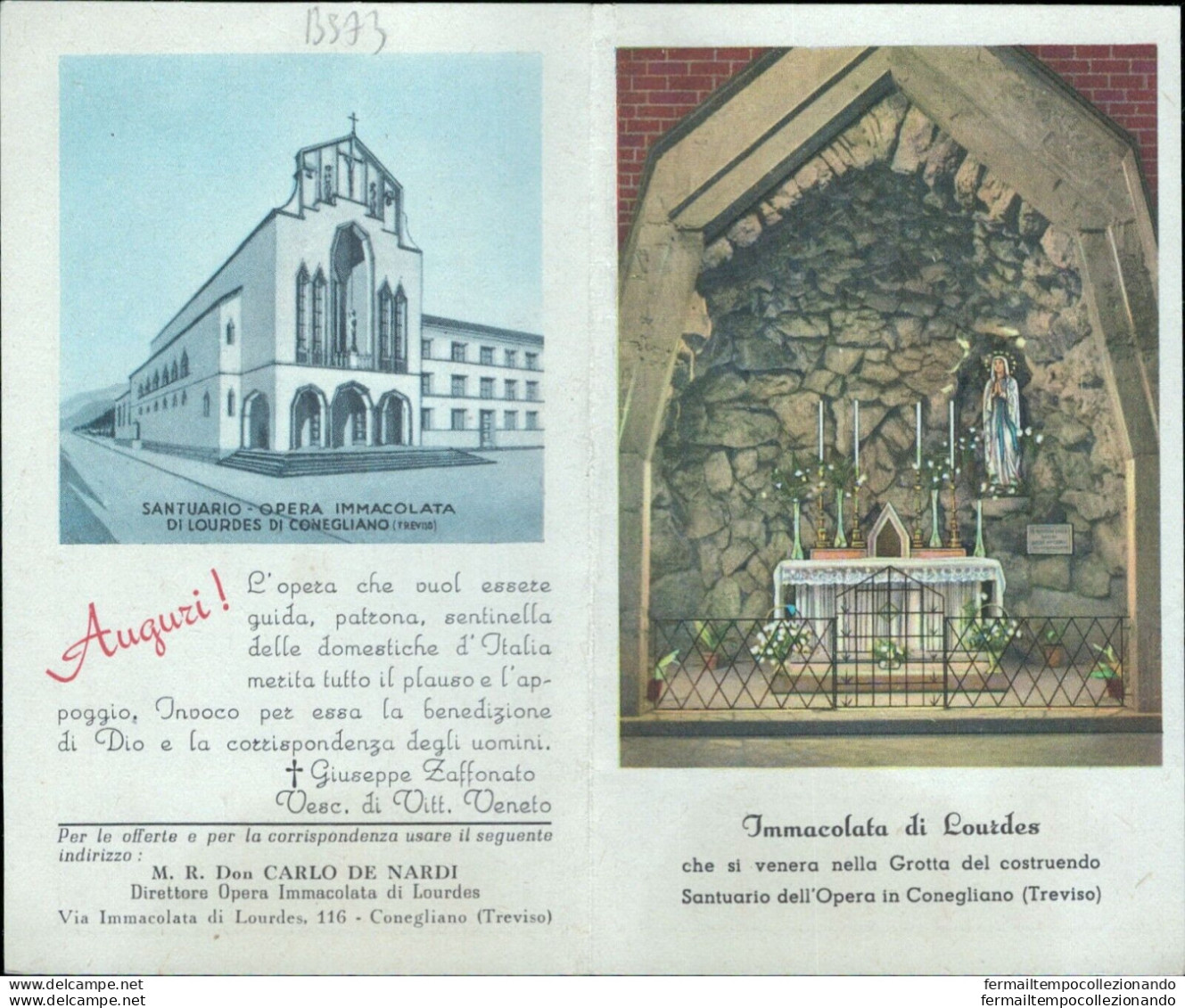 Bs73 Calendarietto Religioso Immacolata Di Lourdes - Sonstige & Ohne Zuordnung