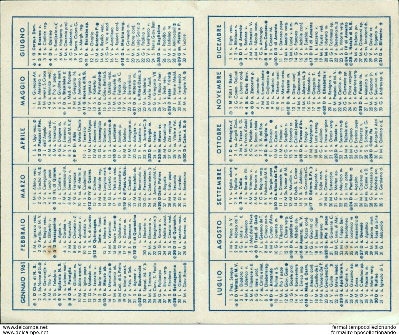 Bs91 Calendarietto Religioso Milano Orfanotrofio Padre Monti - Altri & Non Classificati