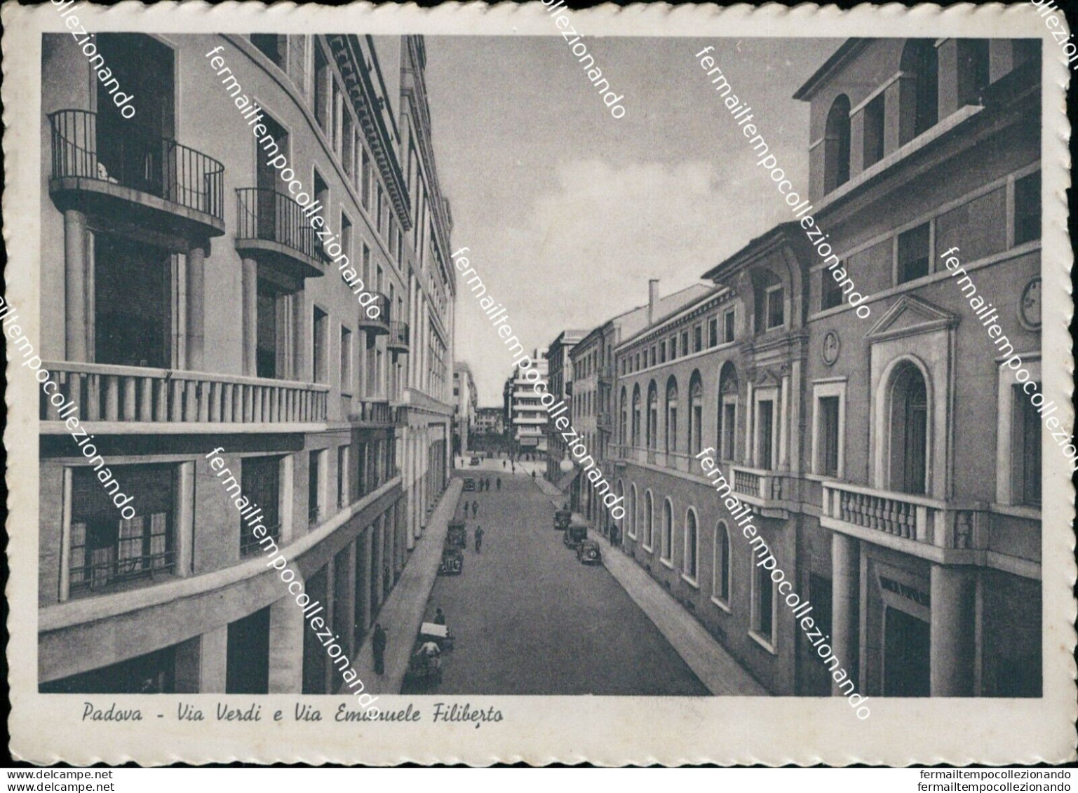 Cm442 Cartolina Padova Citta' Via Verdi E Via Emanuele Filiberto Veneto 1940 - Padova