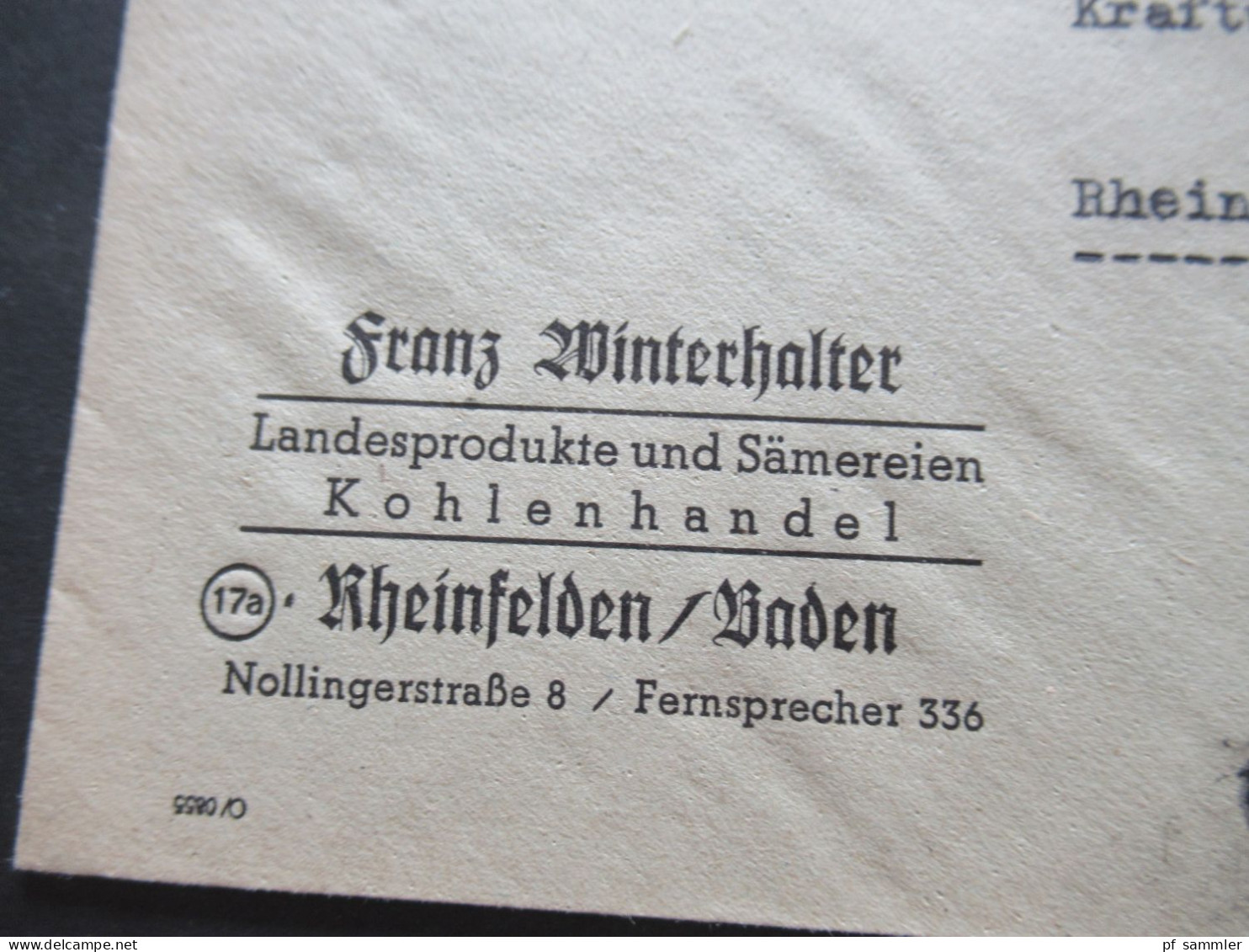 1947 Französische Zone Mi.Nr.1 Und Nr.7 MiF Tagesstempel Rheinfelden (Baden) Ortsbrief Umschlag Kohlenhandel - Emisiones Generales