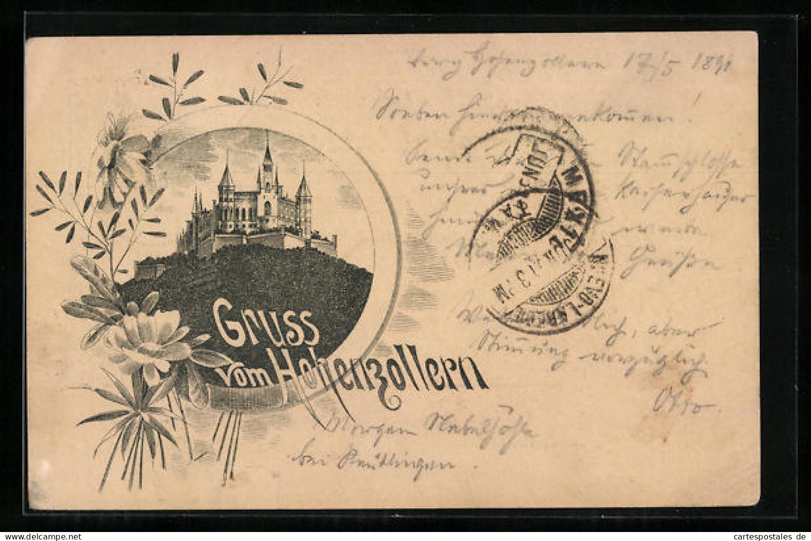Vorläufer-Lithographie Hohenzollern, 1891, Schloss, Ganzsache, PP9F296 /01  - Postkarten