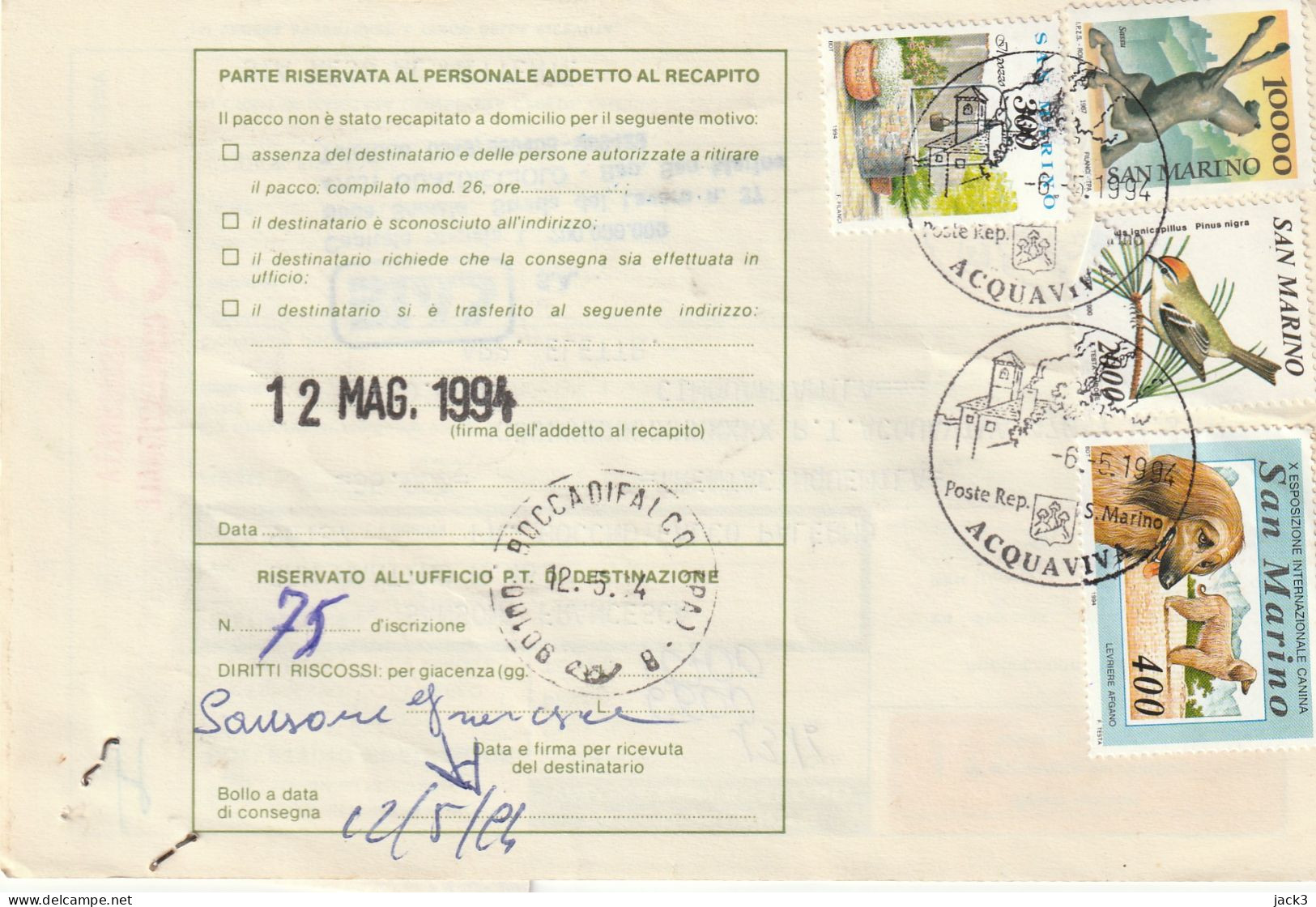 BOLLETTINO POSTALE - (SAN MARINO) ALB. - Postal Parcels