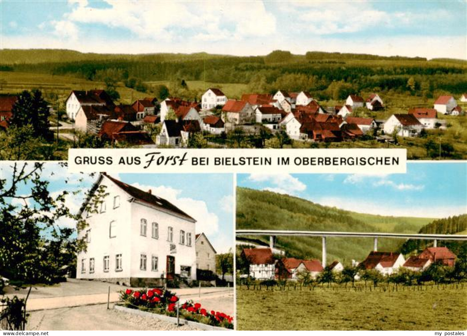 73890566 Forst Bielstein Wiehl Panorama Gasthaus Autobahnbruecke  - Wiehl