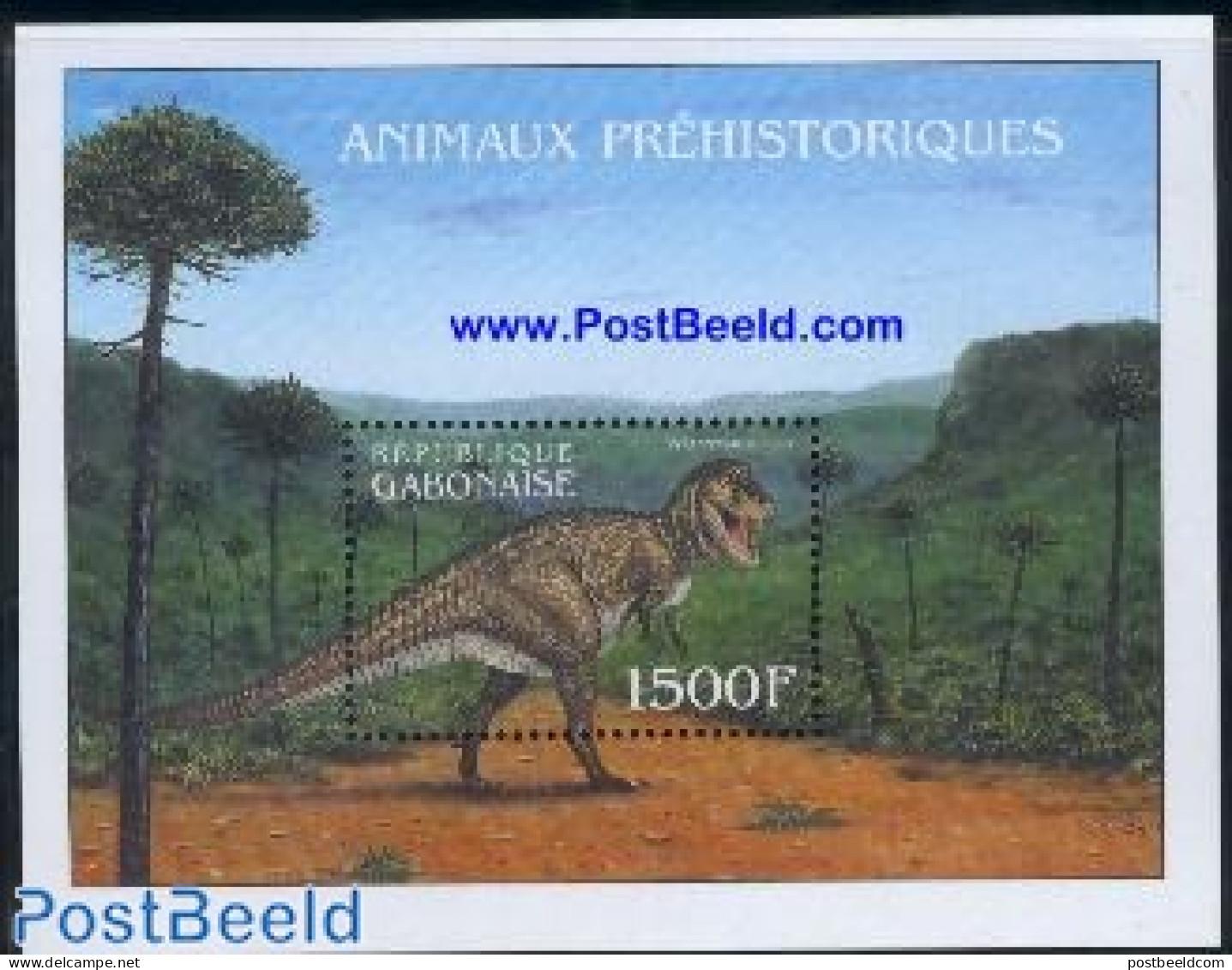 Gabon 2000 Tyrannosaurus Rex S/s, Mint NH, Nature - Prehistoric Animals - Unused Stamps