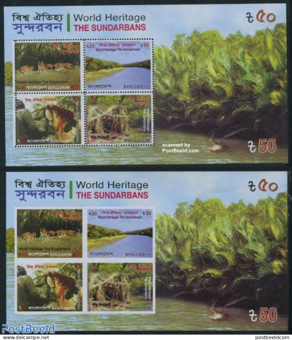 Bangladesh 2008 World Heritage 2 S/s (perforated & Imperforated), Mint NH, History - Nature - World Heritage - Animals.. - Bangladesch