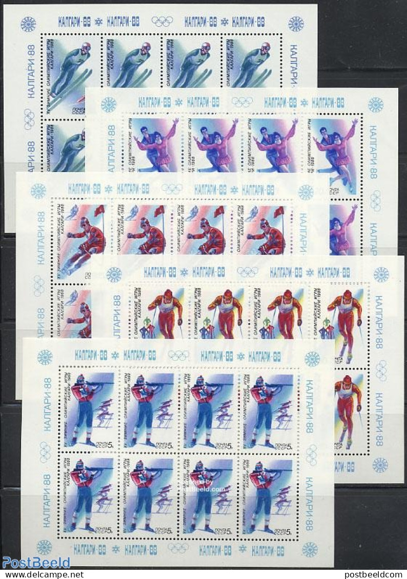 Russia, Soviet Union 1988 Olympic Winter Games 5 M/s, Mint NH, Sport - Olympic Winter Games - Unused Stamps