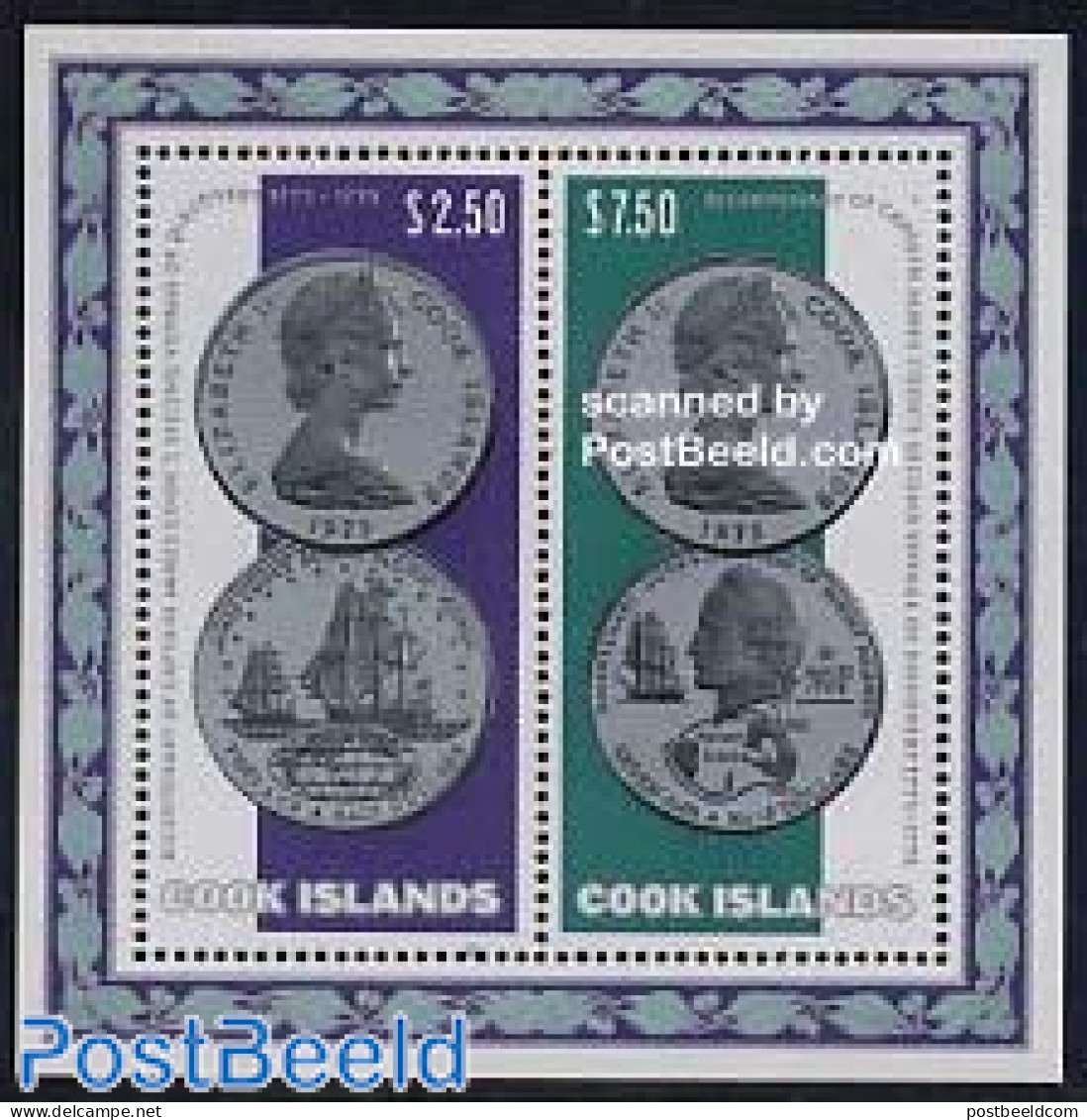 Cook Islands 1974 James Cook, Coins S/s, Mint NH, History - Transport - Various - Explorers - Ships And Boats - Money .. - Erforscher
