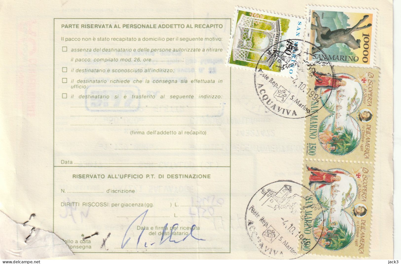 BOLLETTINO POSTALE - (SAN MARINO) ALB. - Postpaketten