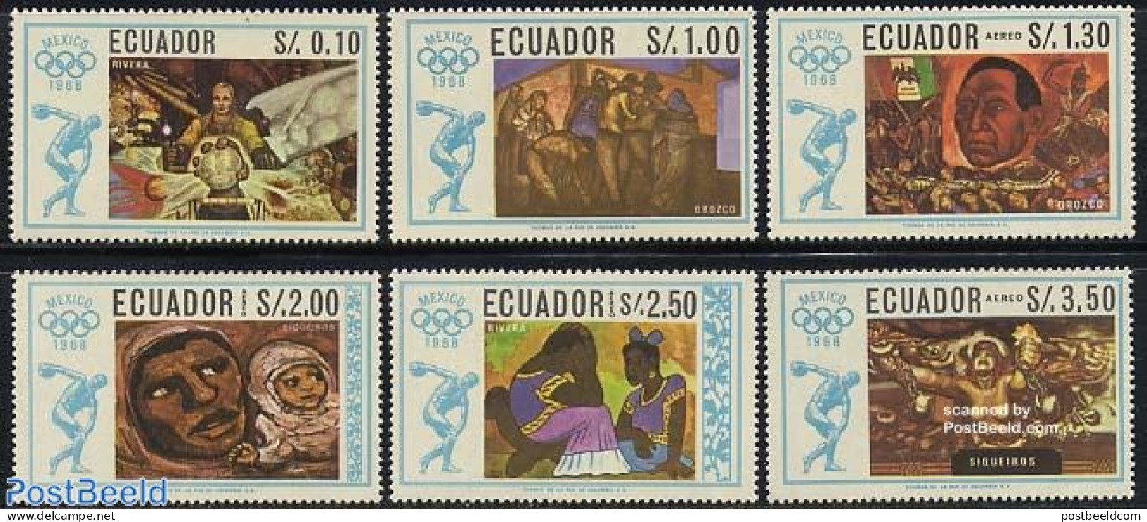 Ecuador 1967 OLympic Games 6v, Mint NH, Sport - Olympic Games - Art - Modern Art (1850-present) - Paintings - Ecuador