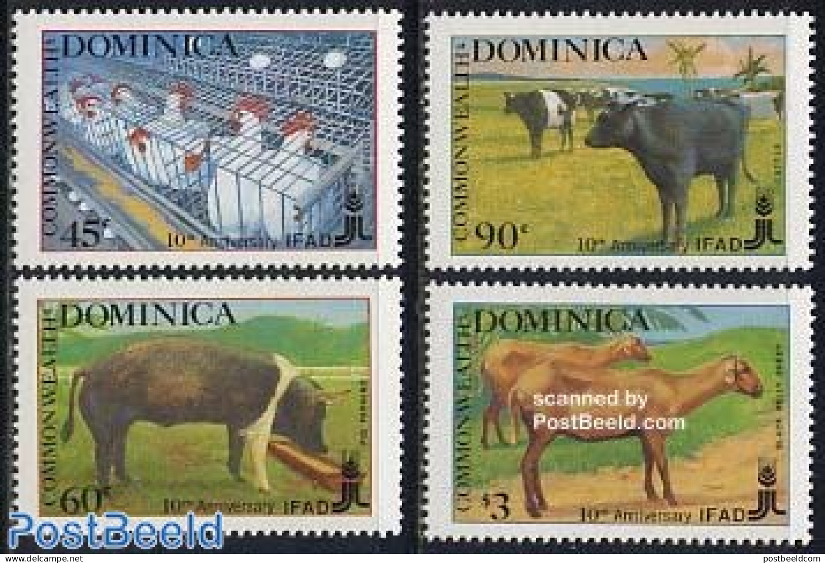 Dominica 1988 IFAD 4v, Mint NH, Nature - Animals (others & Mixed) - Birds - Cattle - Poultry - Dominicaanse Republiek