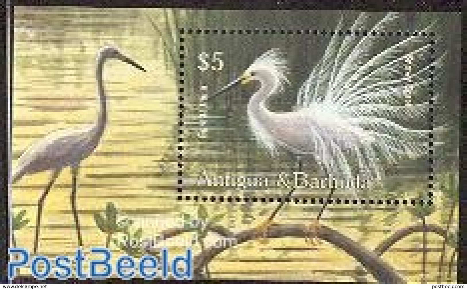 Antigua & Barbuda 2002 Birds S/s /Egretta Thula, Mint NH, Nature - Birds - Antigua Und Barbuda (1981-...)