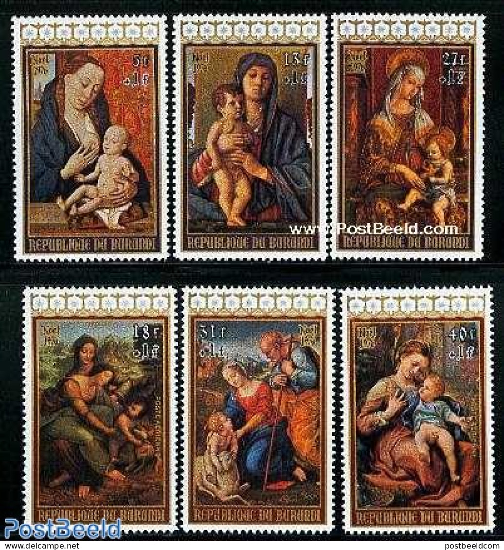 Burundi 1976 Christmas 6v, Mint NH, Religion - Christmas - Religion - Art - Paintings - Noël