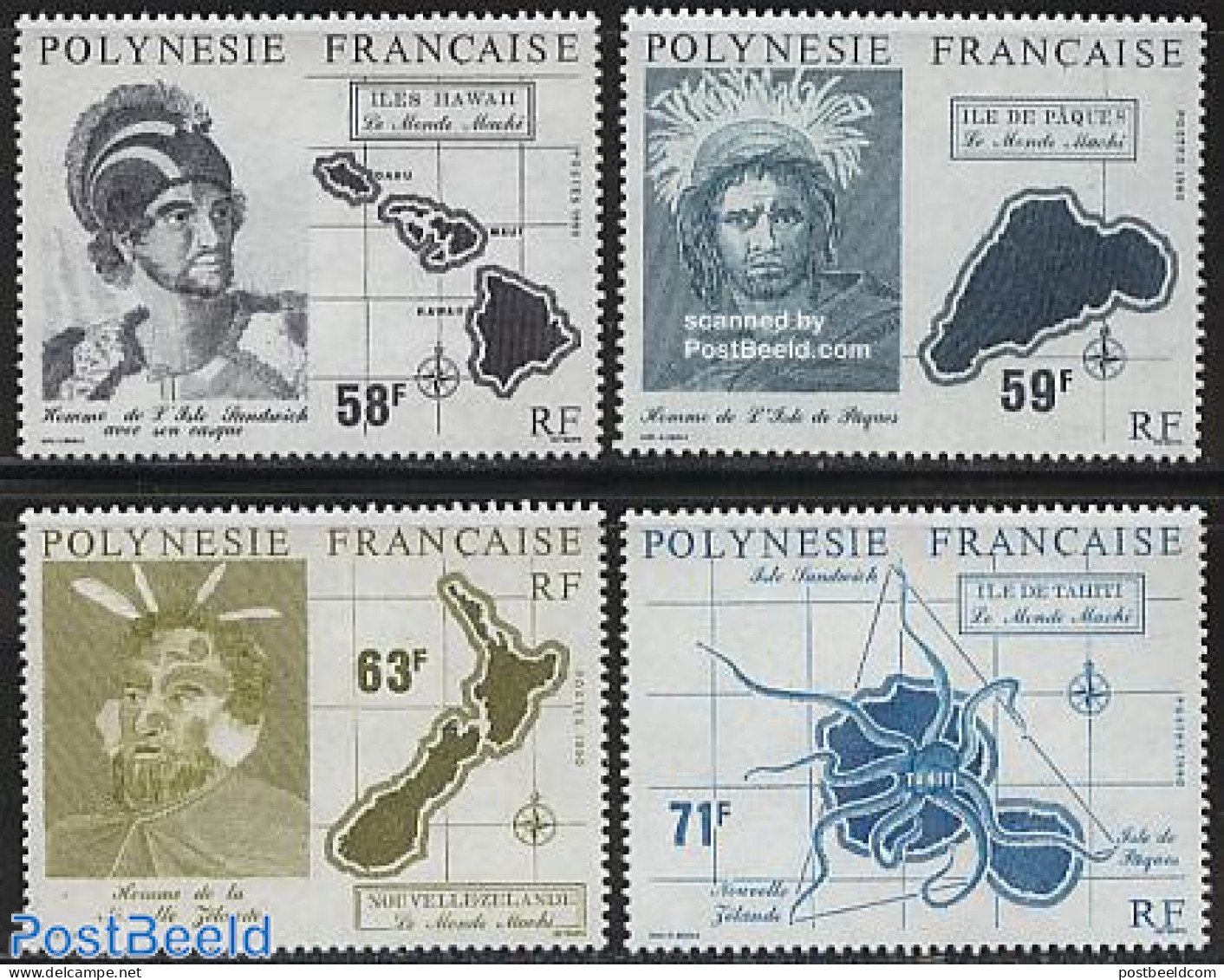 French Polynesia 1990 Polynesian World 4v, Mint NH, Various - Maps - Ungebraucht