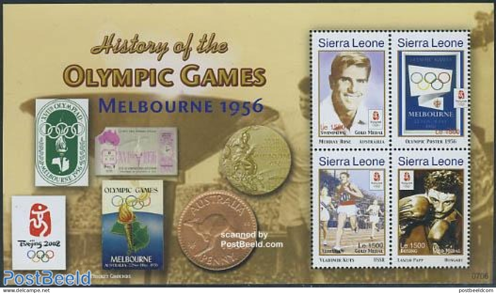 Sierra Leone 2007 Olympic History, Melbourne 4v M/s, Mint NH, Sport - Transport - Various - Boxing - Olympic Games - A.. - Pugilato