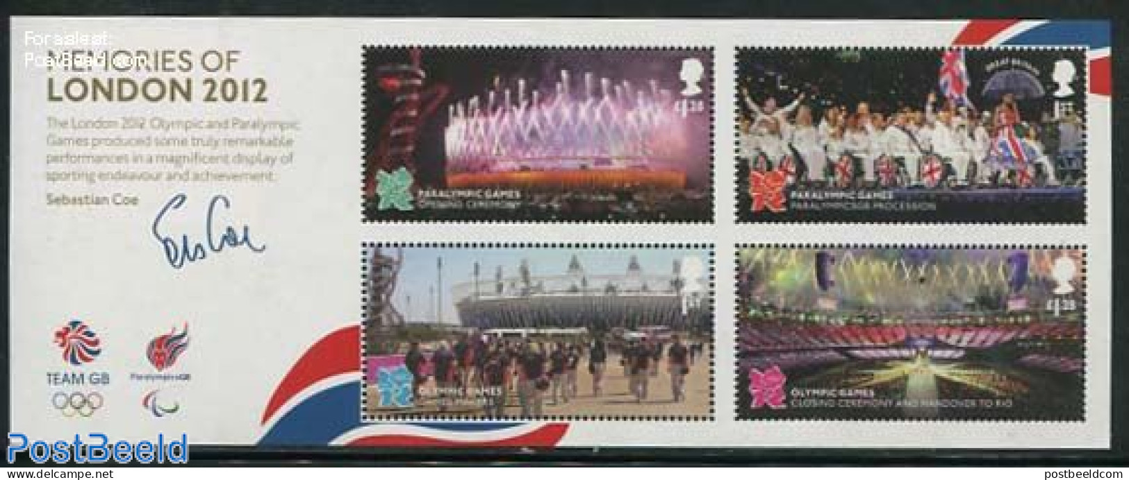 Great Britain 2012 Memories Of London 2012 S/s, Mint NH, Health - Sport - Disabled Persons - Olympic Games - Unused Stamps