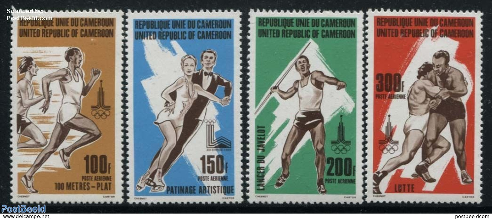 Cameroon 1980 Olympic Games Lake Placid 4v, Mint NH, Sport - Athletics - Olympic Games - Olympic Winter Games - Skating - Leichtathletik