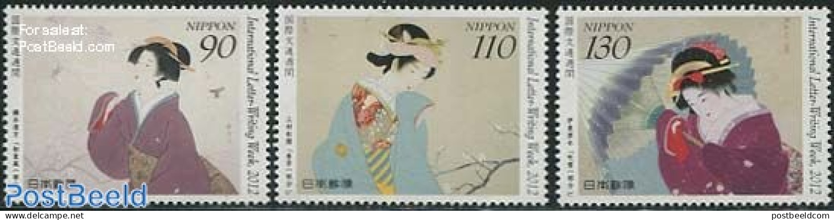Japan 2012 Letter Writing Week 3v, Mint NH - Ongebruikt