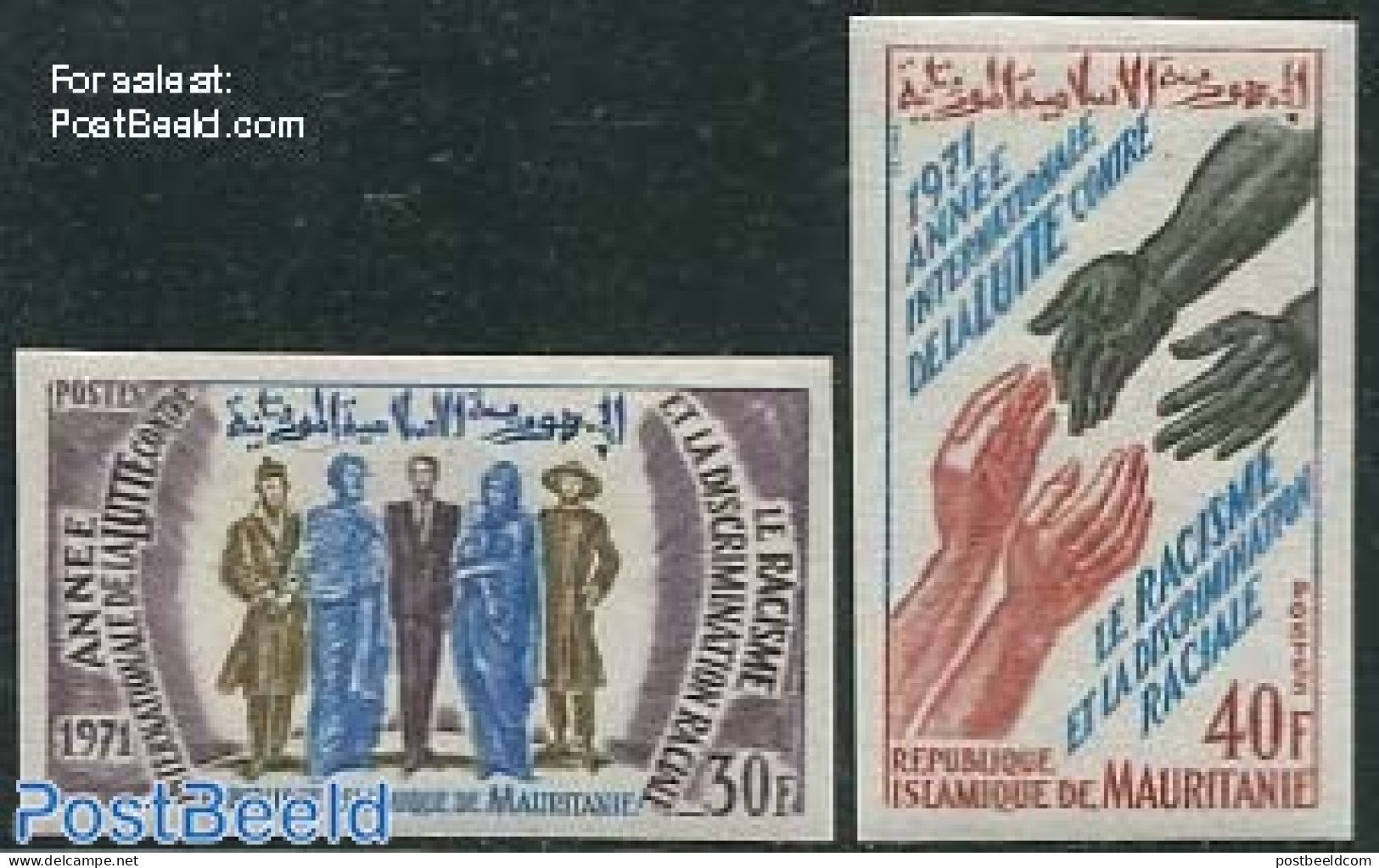 Mauritania 1971 Anti Racism 2v, Imperforated, Mint NH, History - Anti Racism - Zonder Classificatie