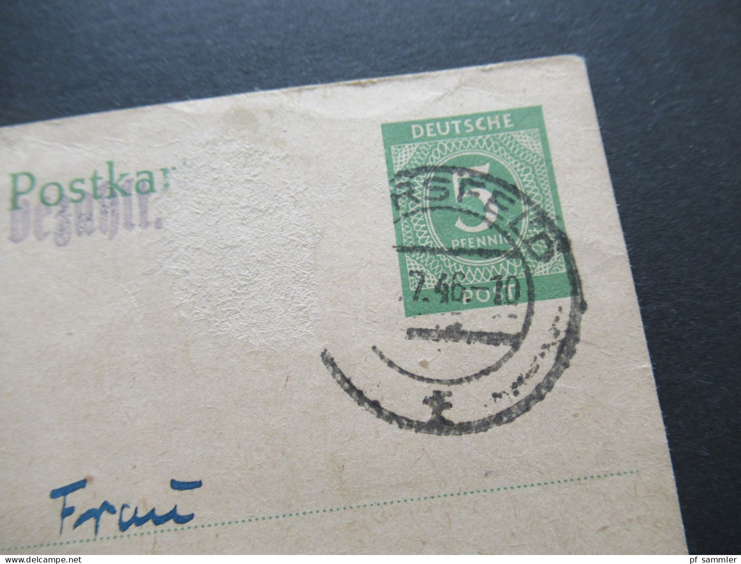 1946 Kontrollrat Ganzsache (Zusatzfrankatur Leider Abgelöst!!) Und Stempel L1 Gebühr Bezahlt - Lettres & Documents