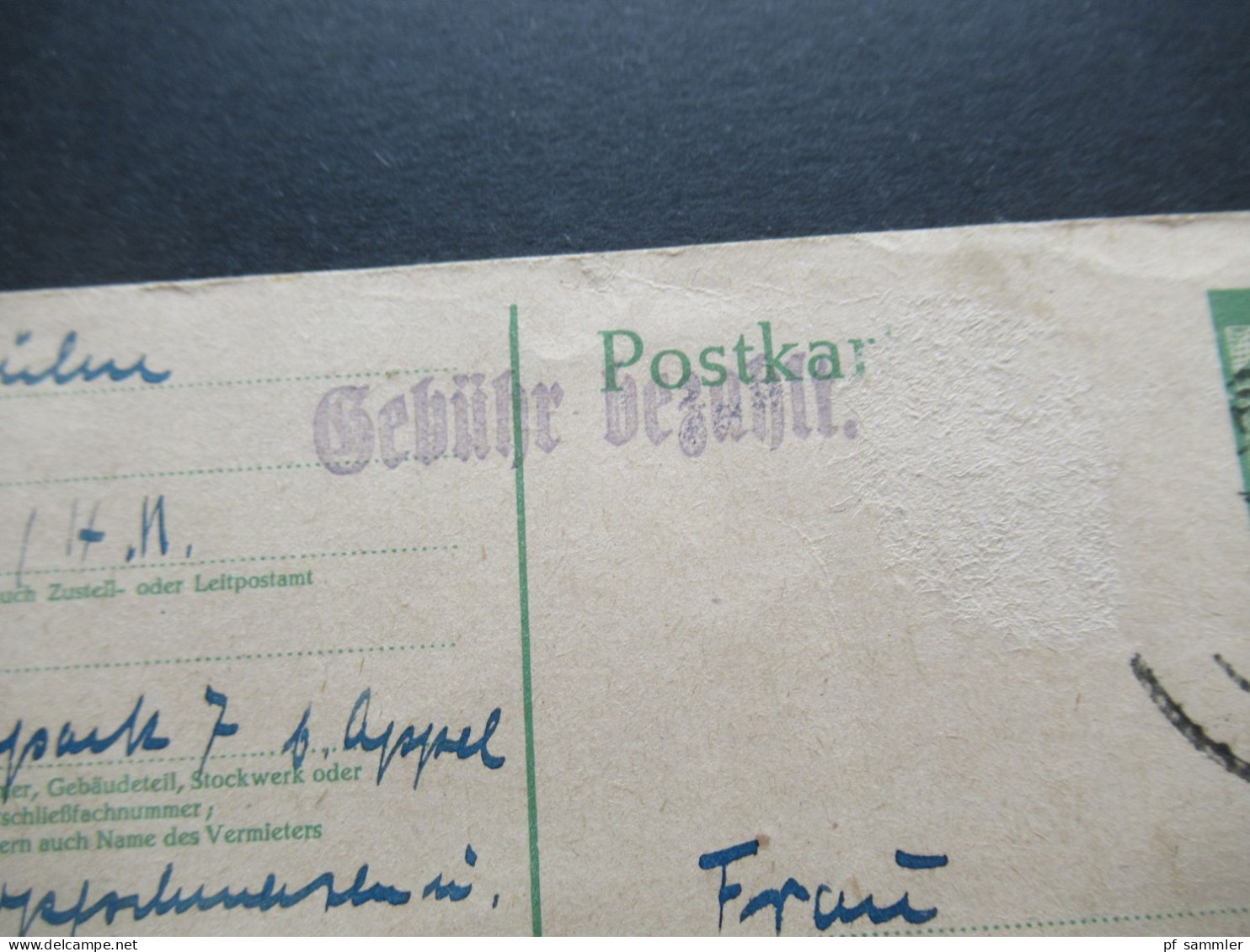 1946 Kontrollrat Ganzsache (Zusatzfrankatur Leider Abgelöst!!) Und Stempel L1 Gebühr Bezahlt - Lettres & Documents
