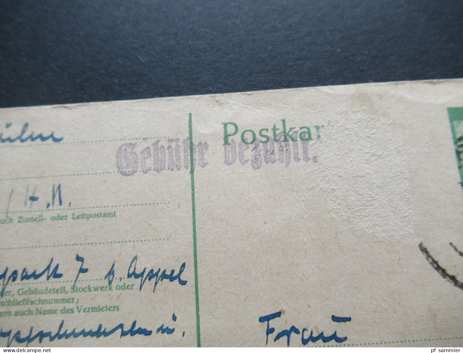 1946 Kontrollrat Ganzsache (Zusatzfrankatur Leider Abgelöst!!) Und Stempel L1 Gebühr Bezahlt - Cartas & Documentos