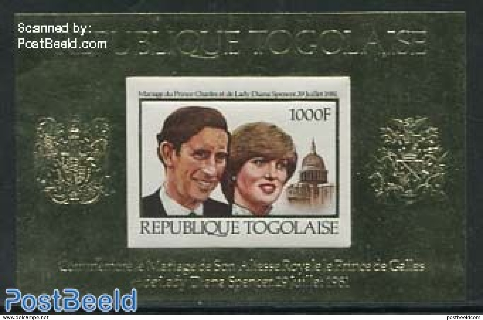 Togo 1981 Charles & Diana Wedding S/s Imperforated, Mint NH, History - Charles & Diana - Kings & Queens (Royalty) - Familles Royales