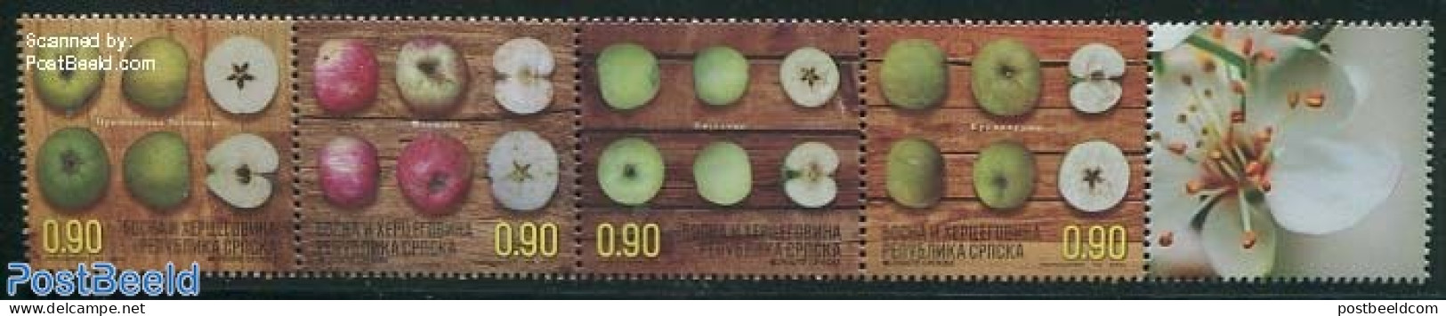 Bosnia Herzegovina - Serbian Adm. 2014 Apples 4v+tab [::::T], Mint NH, Nature - Fruit - Obst & Früchte