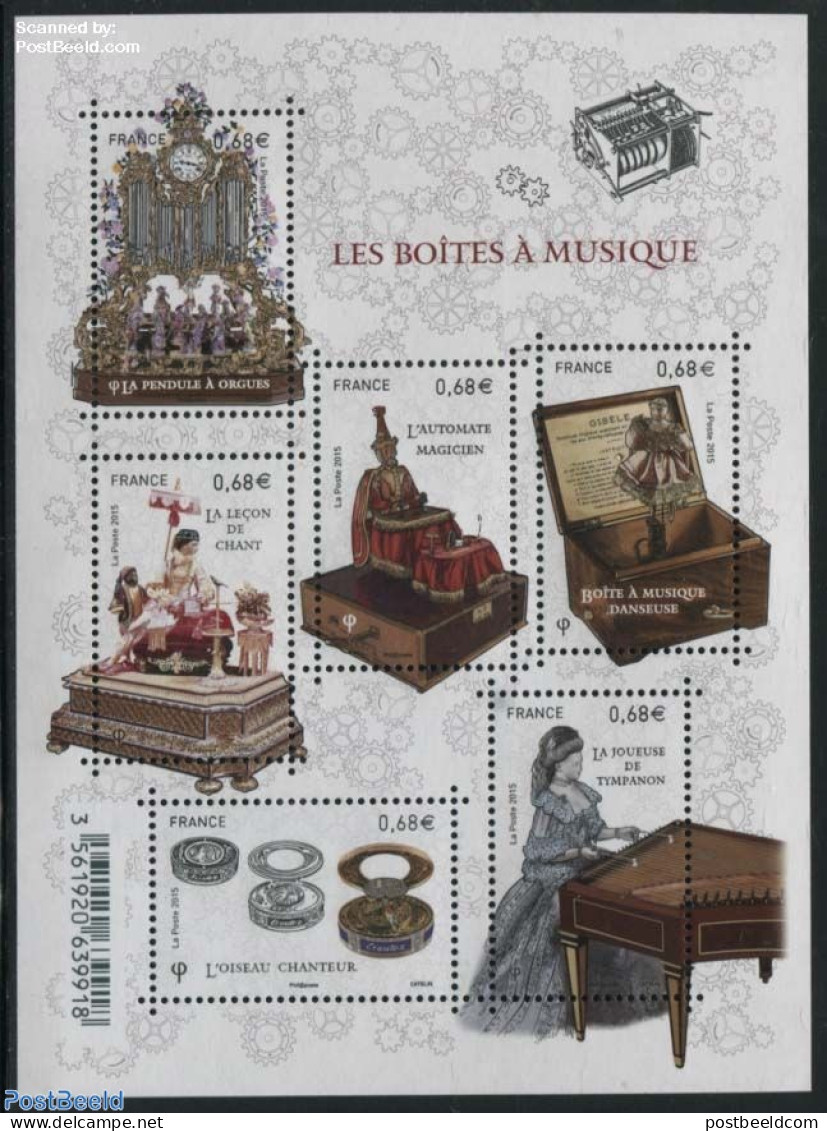 France 2015 Music Boxes S/s, Mint NH, Performance Art - Music - Musical Instruments - Unused Stamps