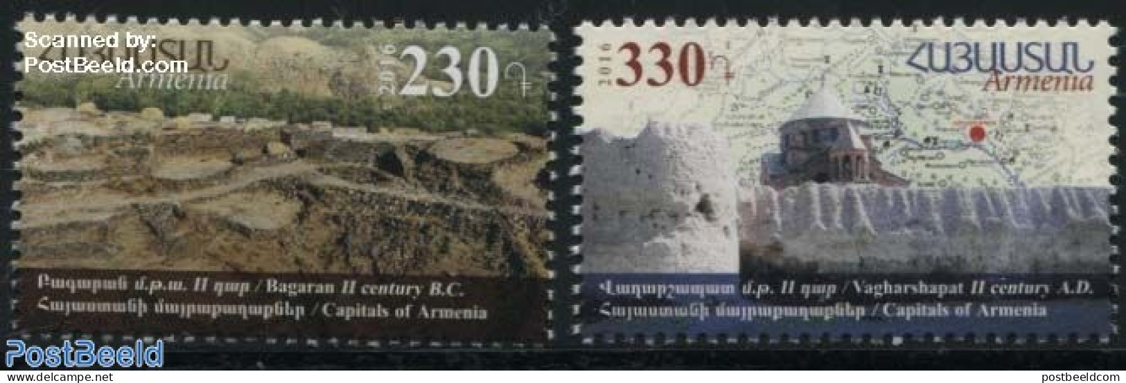 Armenia 2016 Capitals Of Armenia 2v, Mint NH, History - Religion - Various - Archaeology - Churches, Temples, Mosques,.. - Arqueología