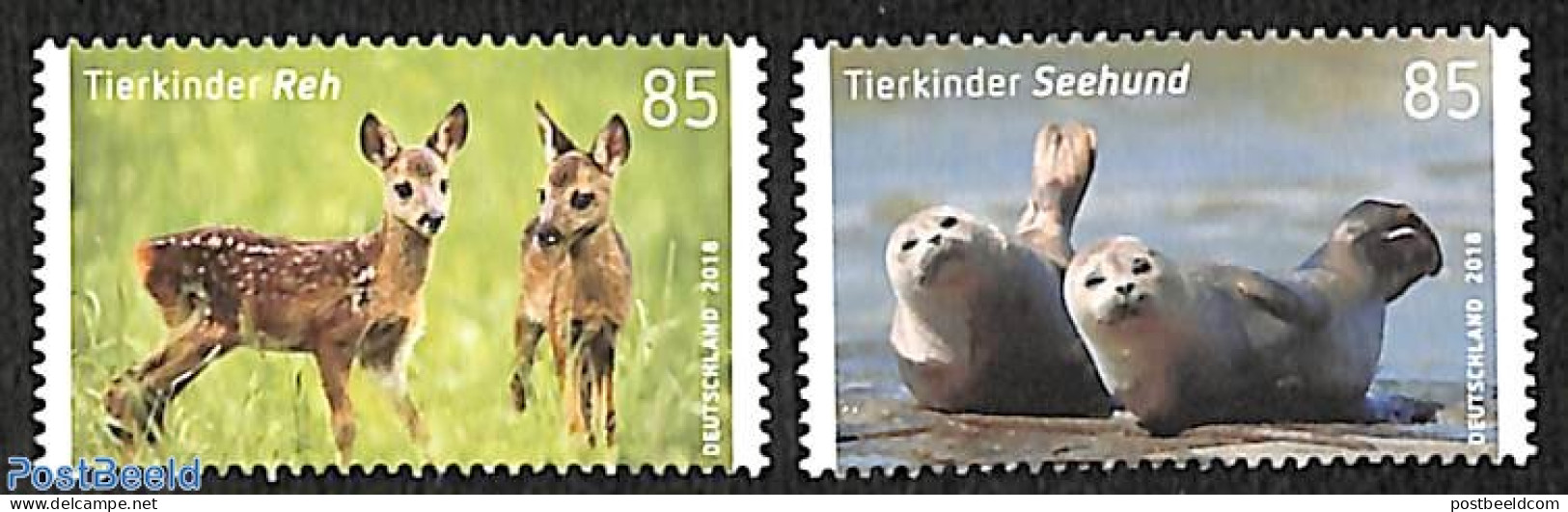 Germany, Federal Republic 2018 Young Animals 2v, Mint NH, Nature - Animals (others & Mixed) - Deer - Sea Mammals - Ongebruikt