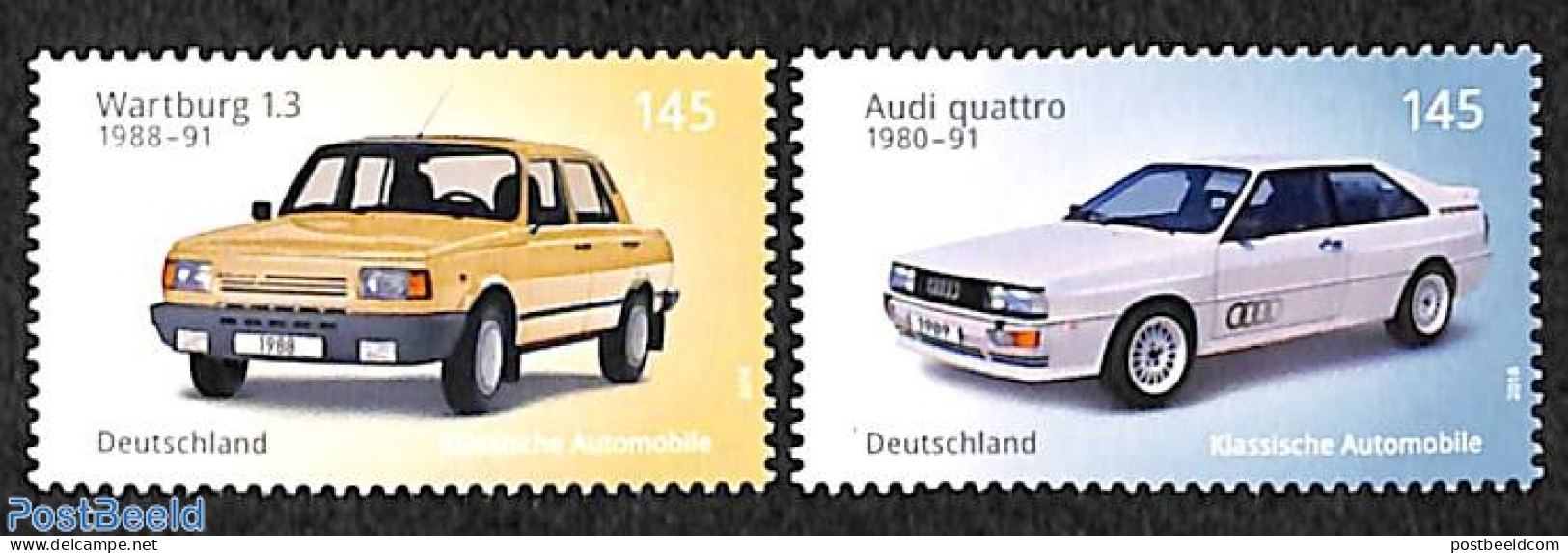 Germany, Federal Republic 2018 Automobiles 2v (Audi Quattro, Wartburg 1.3), Mint NH, Transport - Automobiles - Nuovi