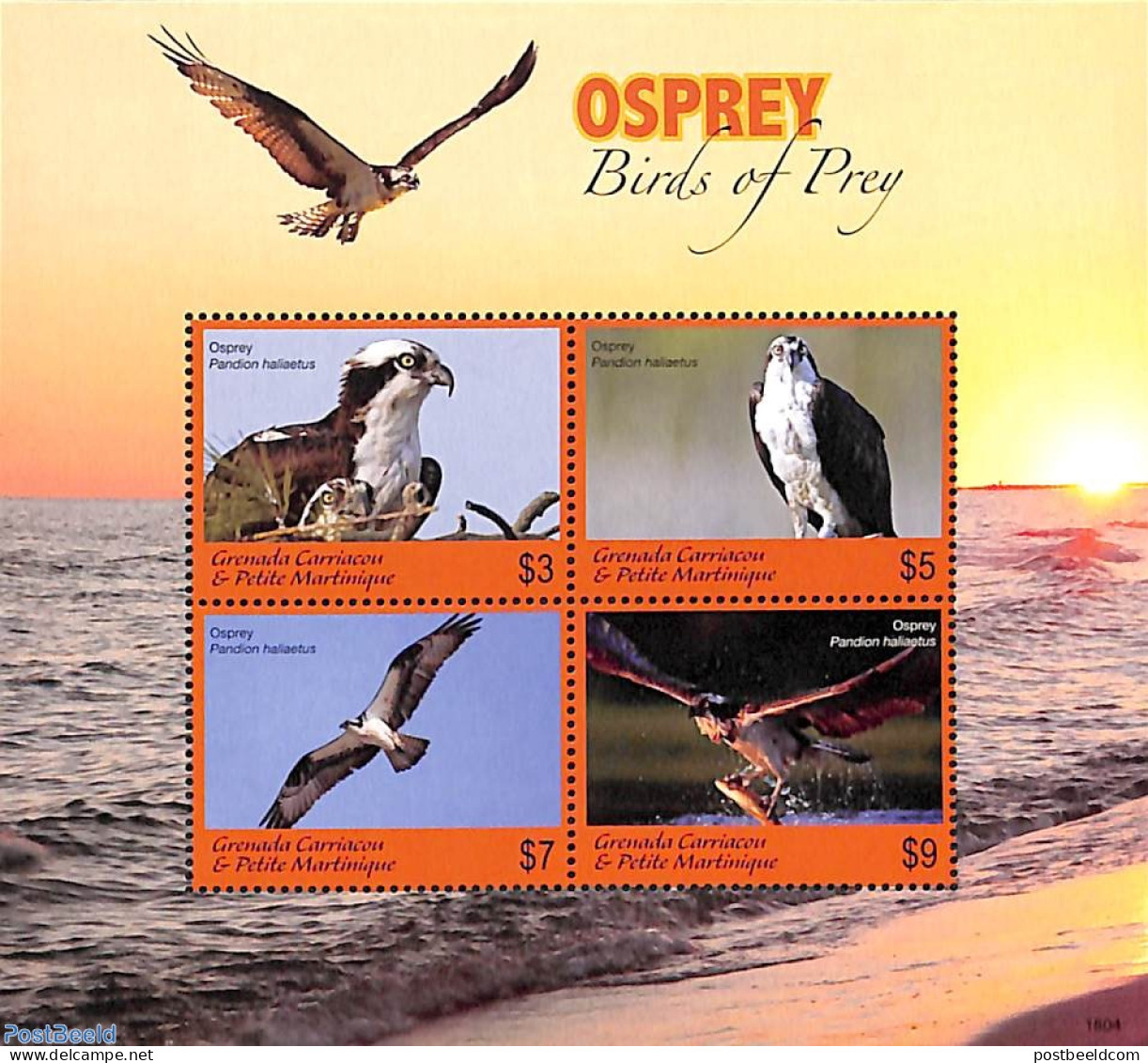 Grenada Grenadines 2018 Osprey 4v M/s, Mint NH, Nature - Birds - Birds Of Prey - Grenada (1974-...)