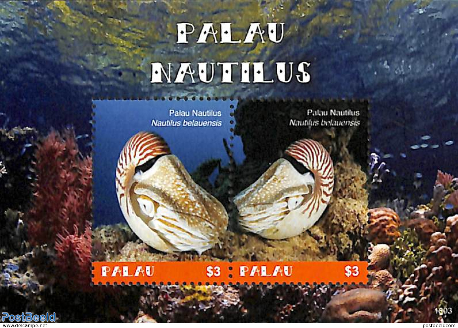 Palau 2018 Nautilus S/s, Mint NH, Nature - Shells & Crustaceans - Marine Life