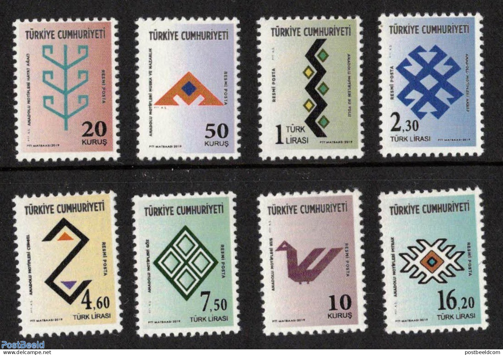 Türkiye 2019 Definitives 8v, Mint NH - Sonstige & Ohne Zuordnung