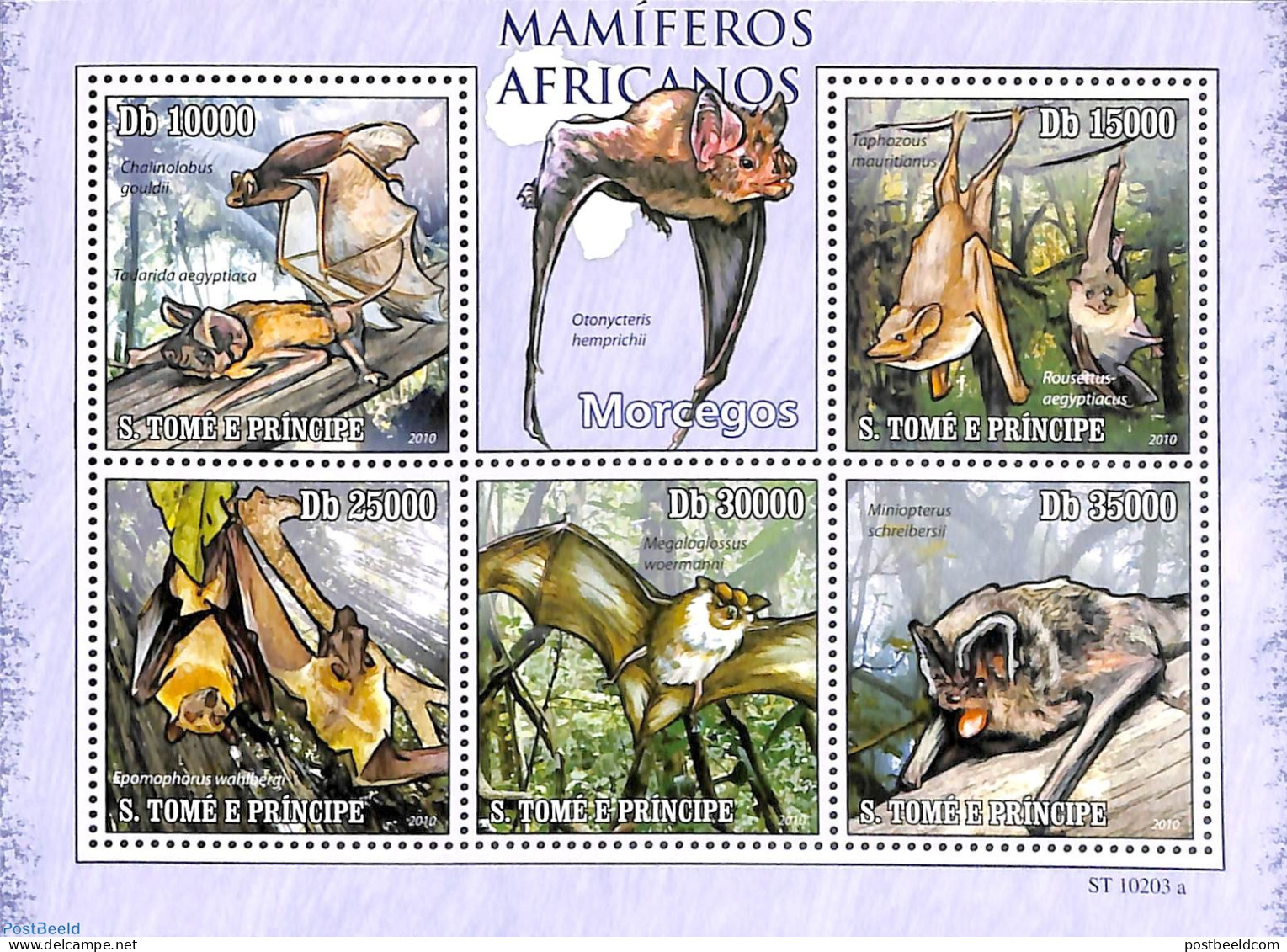 Sao Tome/Principe 2010 Bats 5v M/s, Mint NH, Nature - Bats - Sao Tome Et Principe