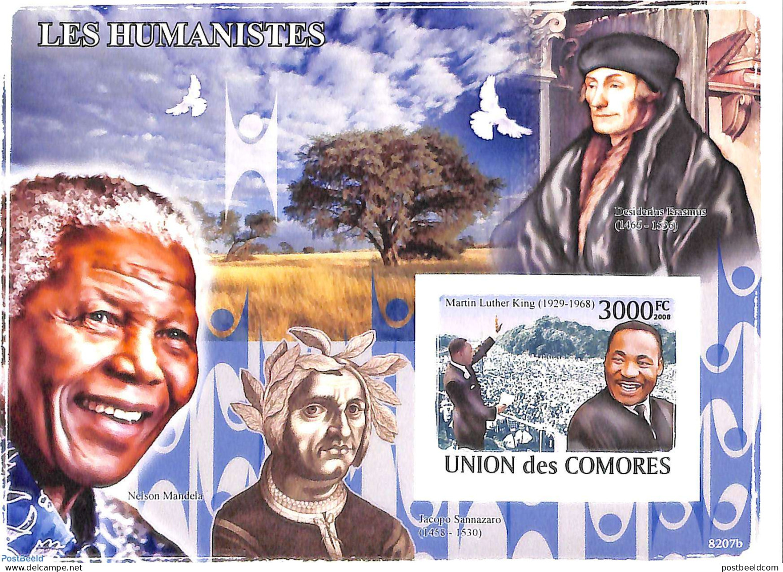 Comoros 2008 Martin Luther King S/s, Imperforated, Mint NH, Religion - Religion - Komoren (1975-...)