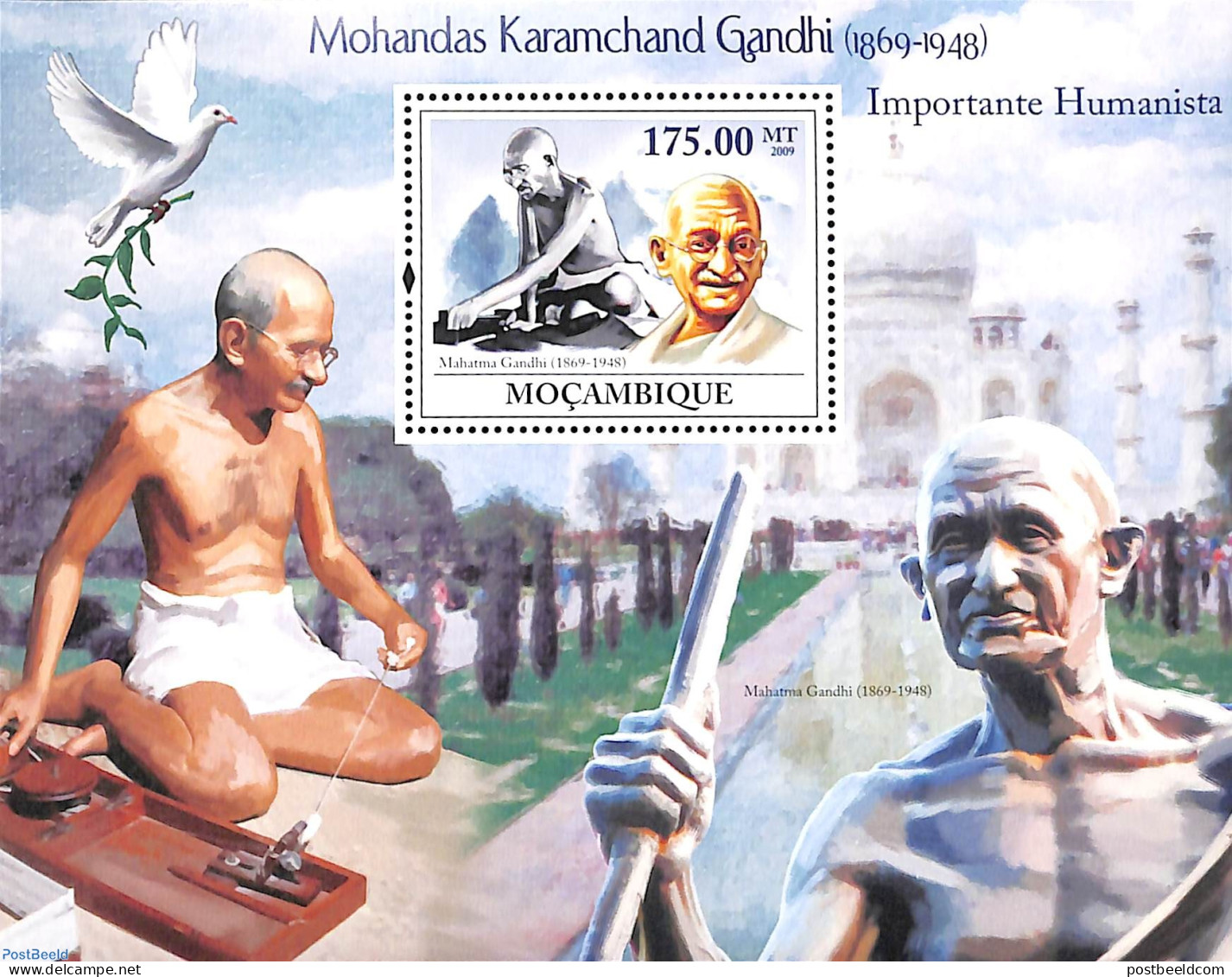 Mozambique 2009 M. Gandhi S/s, Mint NH, History - Gandhi - Mahatma Gandhi