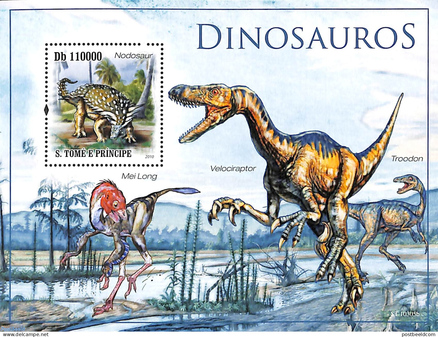 Sao Tome/Principe 2010 Dinosaurs S/s, Mint NH, Nature - Prehistoric Animals - Vor- U. Frühgeschichte