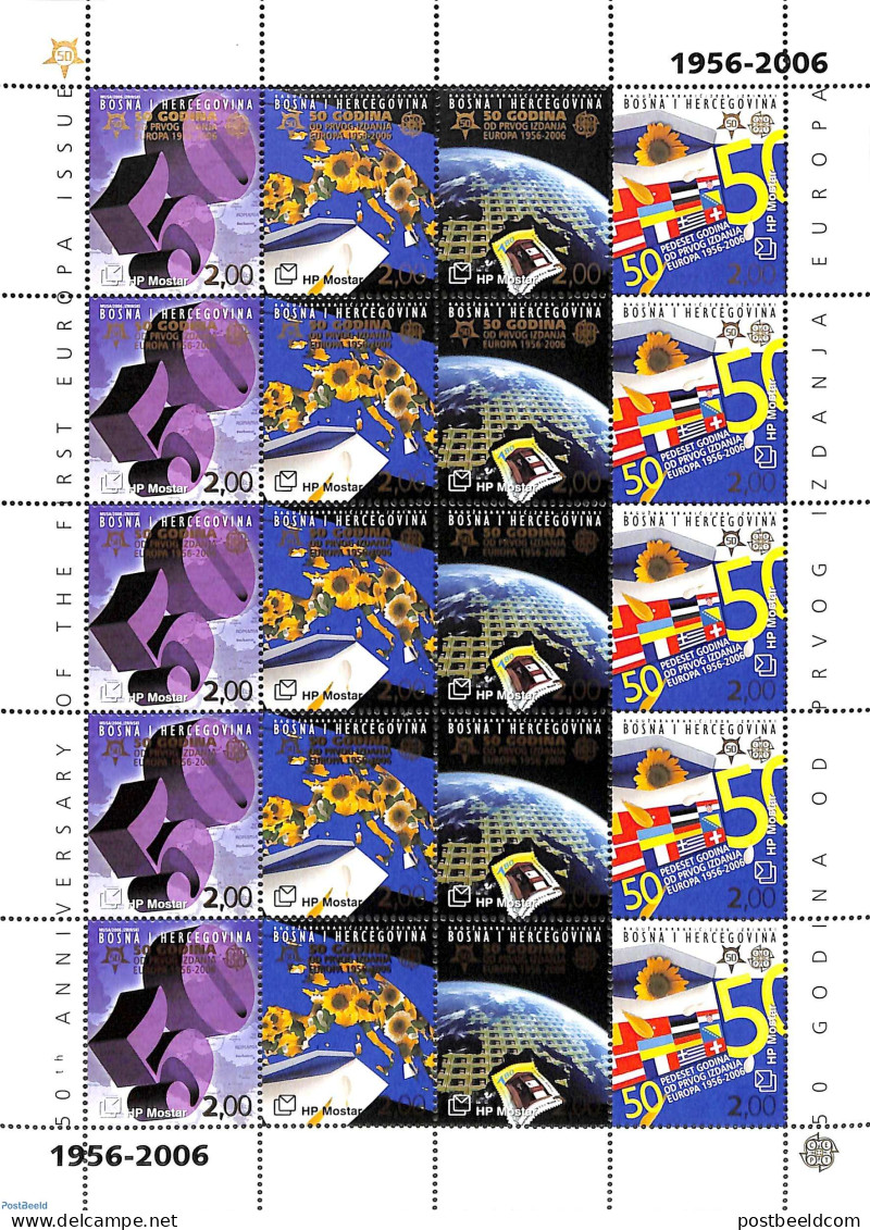 Bosnia Herzegovina - Serbian Adm. 2006 50 Years Europa Stamps M/s, Mint NH, History - Nature - Europa Hang-on Issues -.. - Europäischer Gedanke