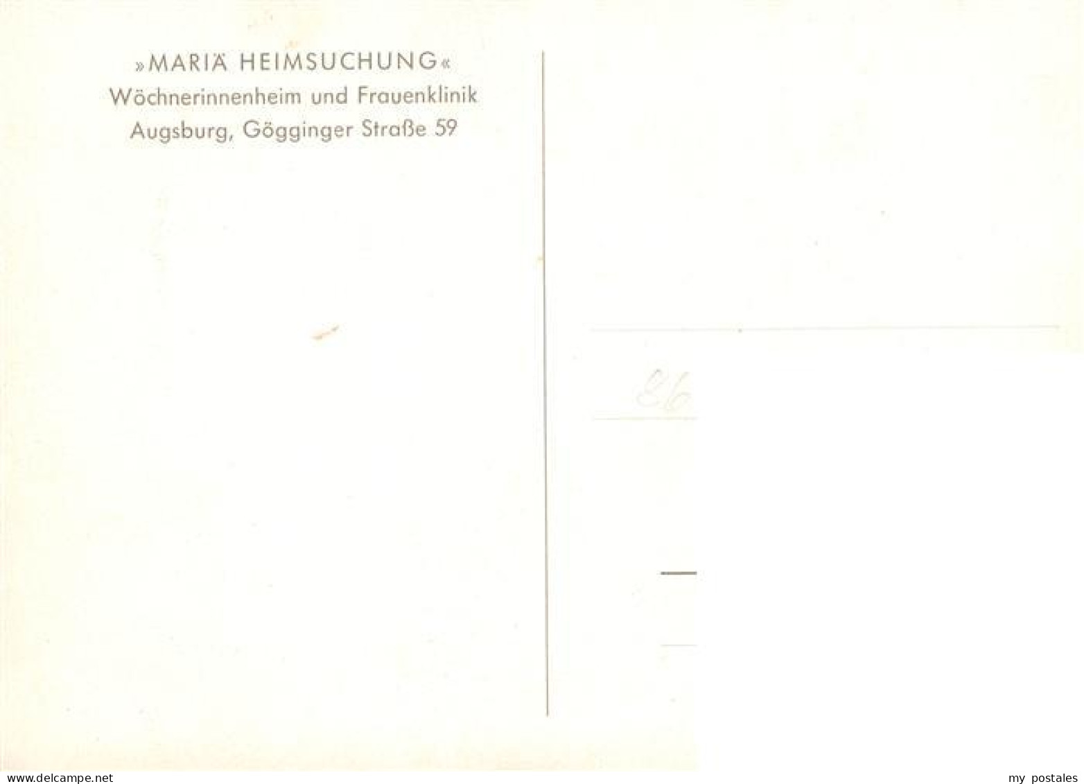73890116 Augsburg Mariae Heimsuchung Woechnerinnen Und Frauenklinik Augsburg - Augsburg