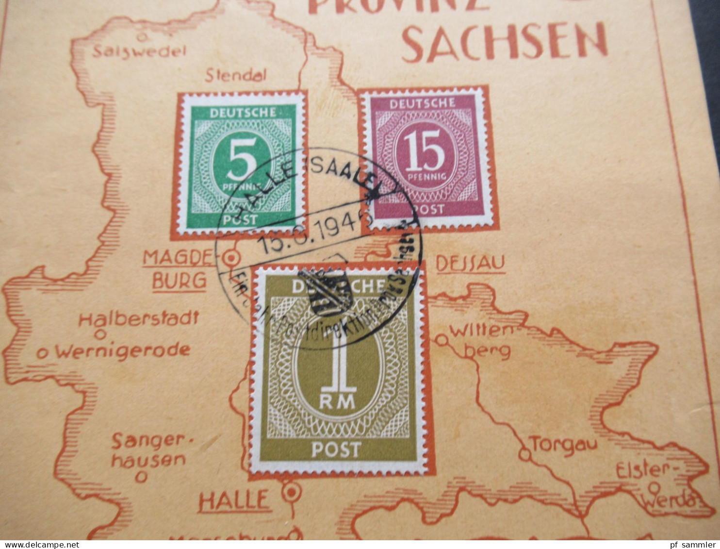 1946 Kontrollrat Ziffer Sonderblatt Postdirektion Provinz Sachsen 25000 Qkm 878 Postanstalten Sonderstempel Halle Saale - Brieven En Documenten