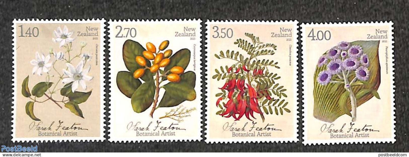 New Zealand 2021 Sarah Featon 4v, Mint NH, Nature - Flowers & Plants - Nuovi
