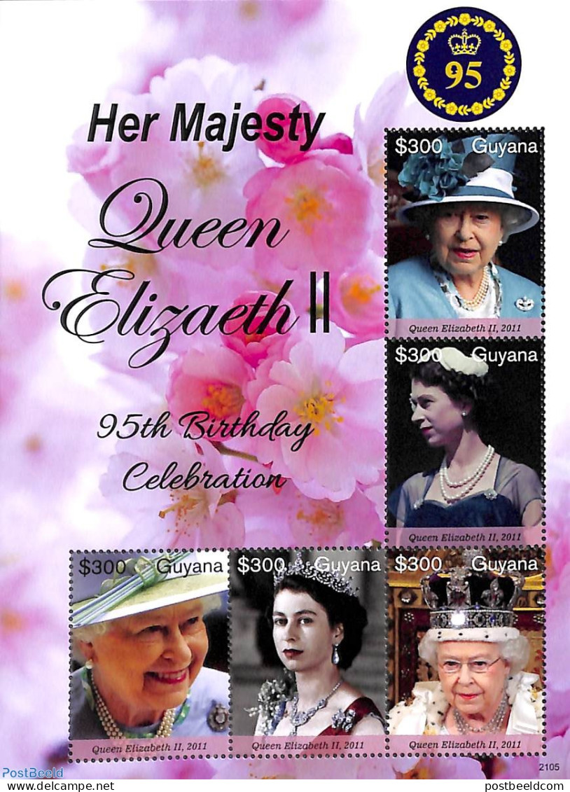 Guyana 2021 Queen Elizabeth II 95th Birthday 4v M/s, Mint NH, History - Kings & Queens (Royalty) - Familias Reales