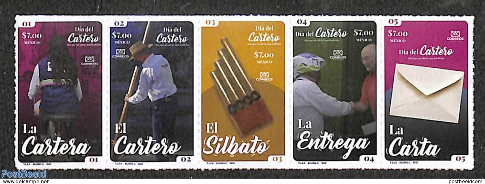 Mexico 2021 Mailman Day 5v, Mint NH, Post - Correo Postal