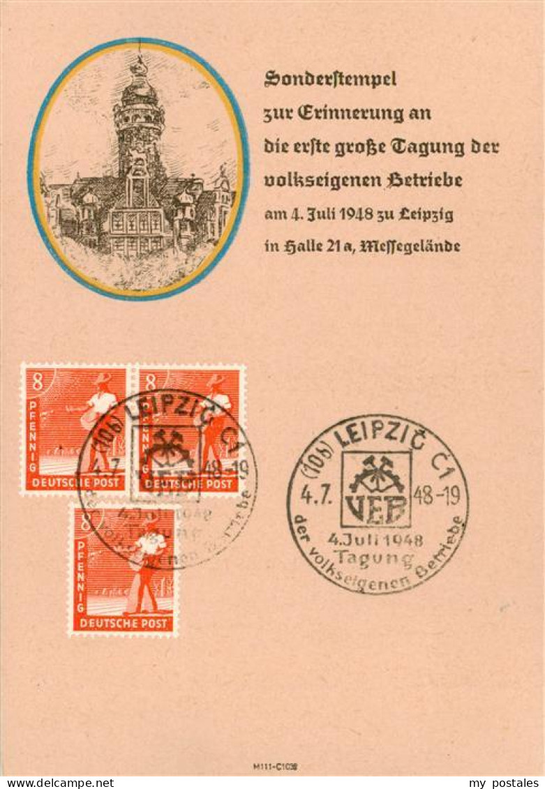 73890077 Leipzig Sonderstempel Erinnerungskarte An Die Erste Grosse Tagung Der V - Leipzig